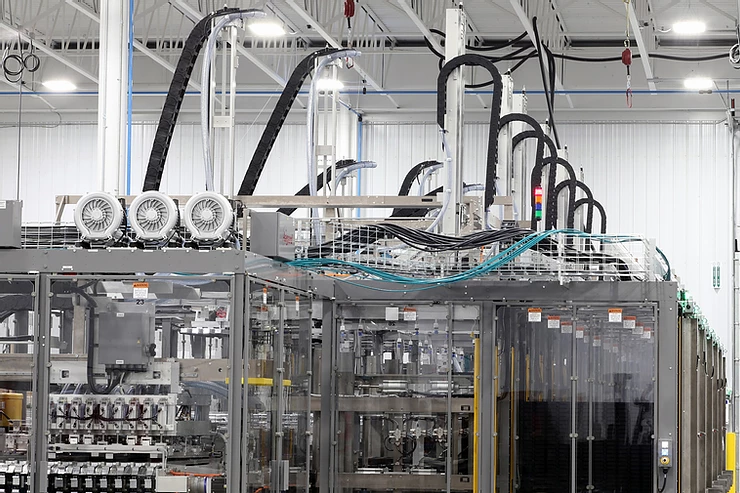Industrial factory with robotic machinery.  Modern and efficient