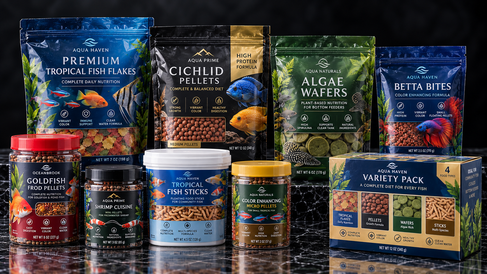 Premium Aquarium Fish Food Collection