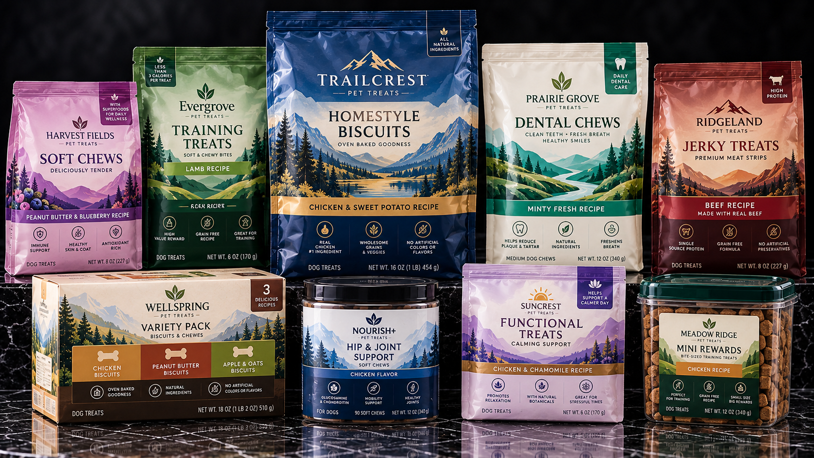 Premium Pet Treat Collection on Marble