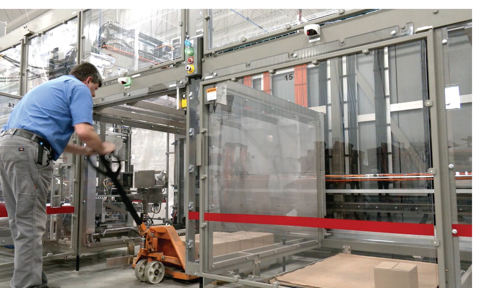 Aagard palletizing system on an ammunition packaging line