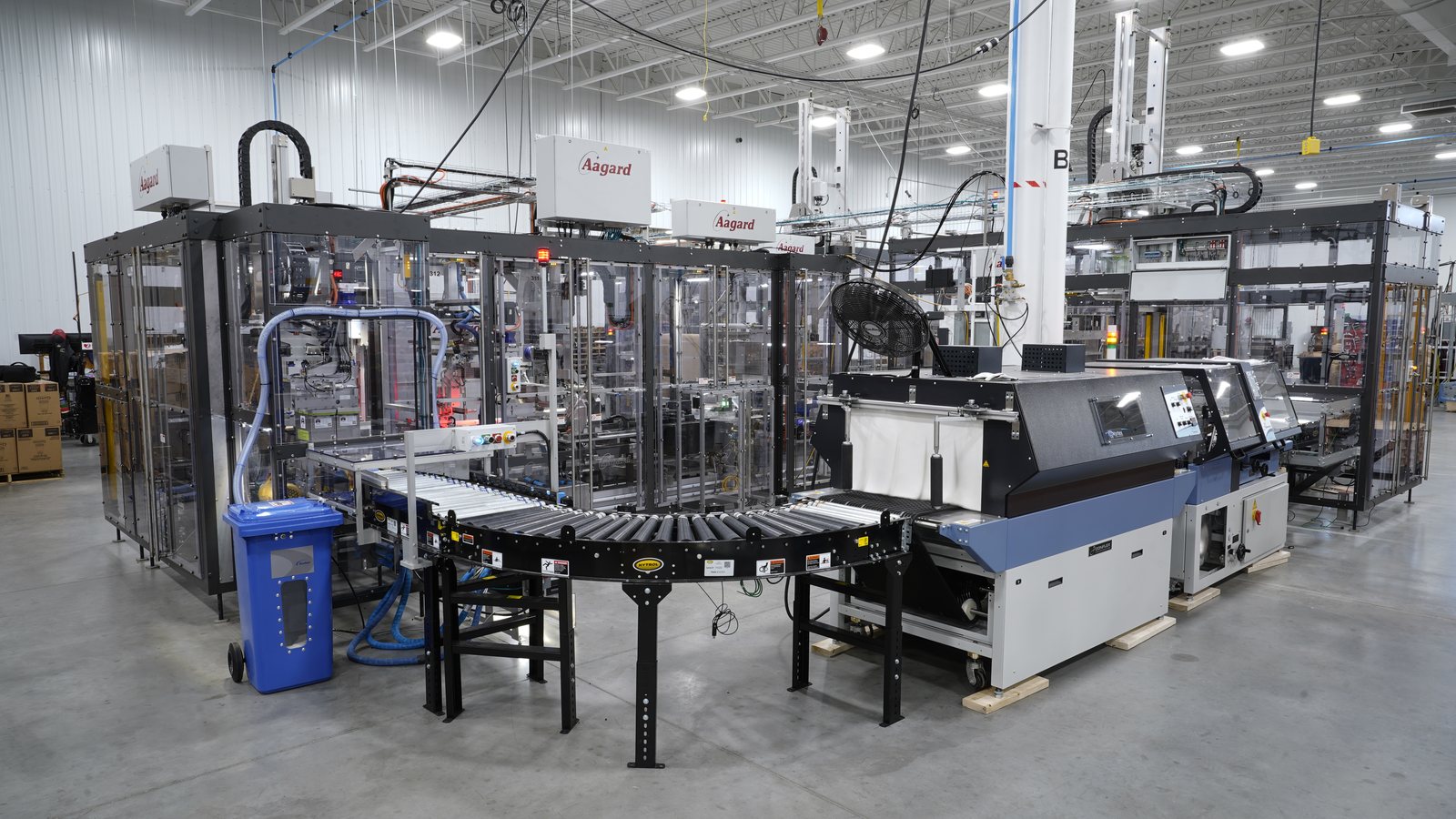 Aagard integrated packaging line running household and industrial products