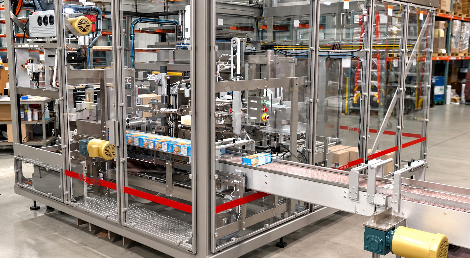Packaging automation handling bundled paper goods and plastic containers