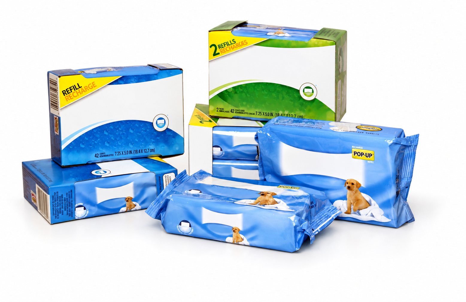 Finished personal care retail packs and refill cartons